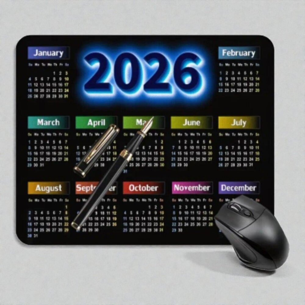 2 PCS 2026 Calendar Design Stitched Edge Desk Pad, Diatomite Mouse Pad with Non-